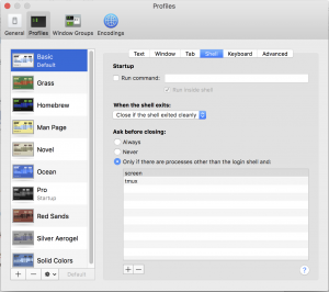Terminal options